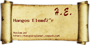 Hangos Elemér névjegykártya